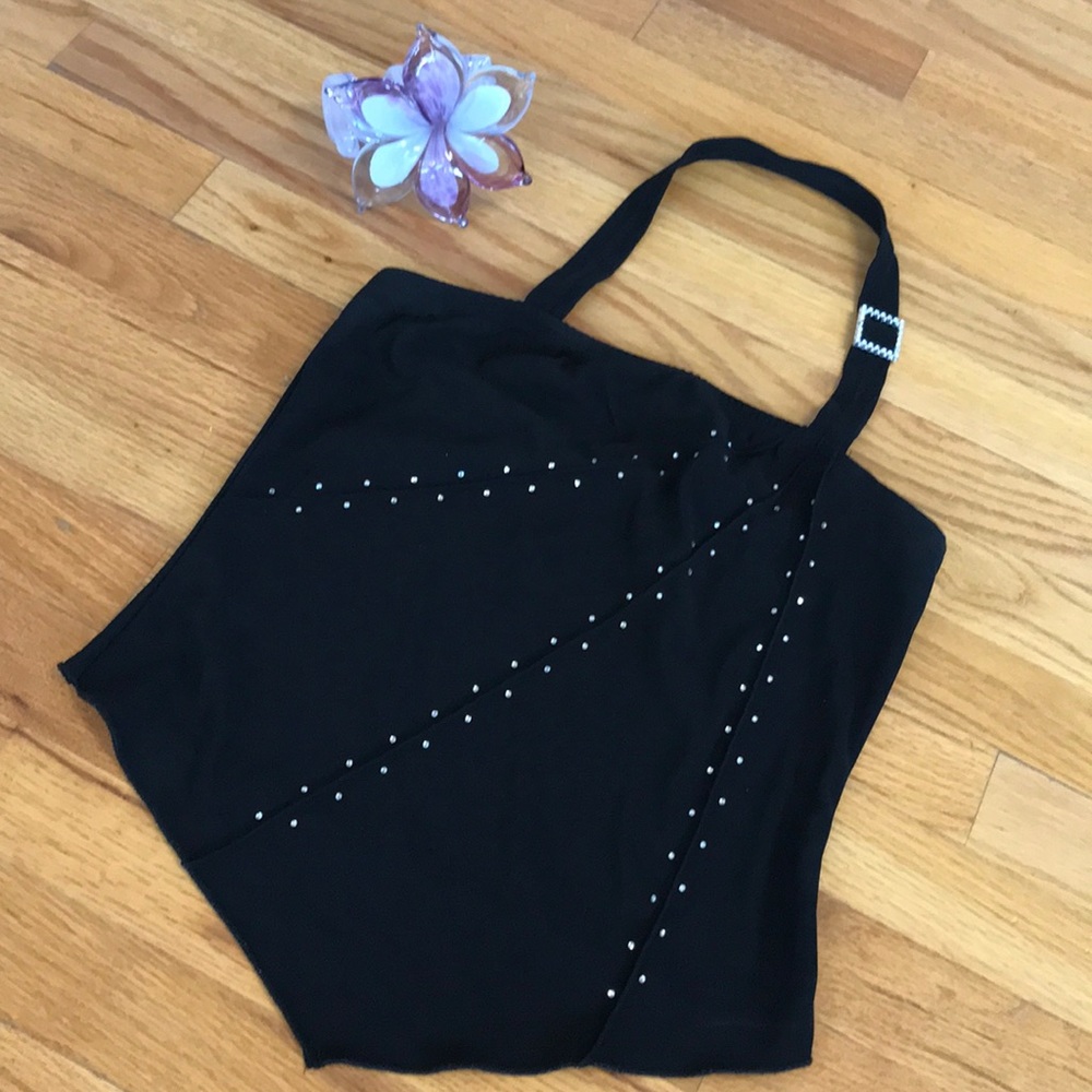 Black crop top with Rhinestones